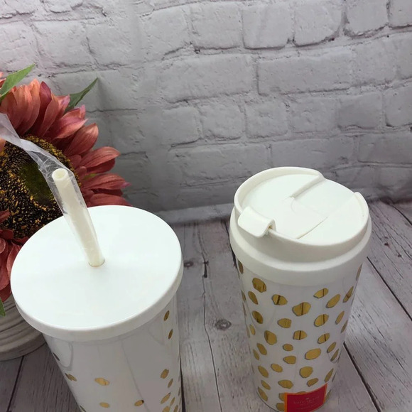 kate spade travel tumbler with straw ONLY designer preppy - Picture 3 of 4